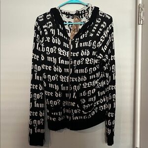 L.A.M.B. Black and White Textured Cardigan